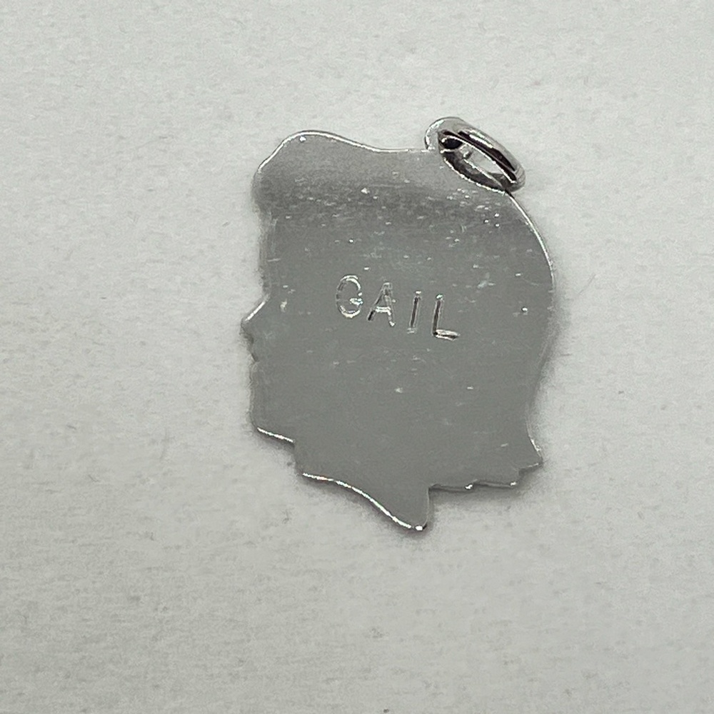 Vtg 925 Sterling Silver Necklace Girl Head Silhouette Gail Charm Pendant